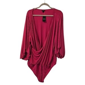 Pink Torrid Women's Studio Knit Surplice Long Sleeve Bodysuit